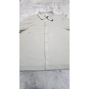 The Commons Men's Light Grey XL Ribbed Short Sleeve Button Down Shirt NWT